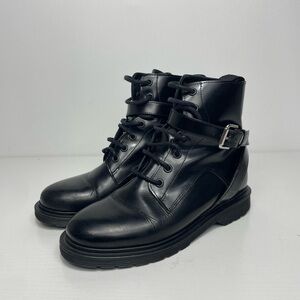 Maje Black Lace Up Combat‎ Boots with Buckle size US 5.5 EU 36